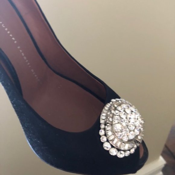 Guiseppe Zanotti black satin peep toe pumps - Picture 9 of 11
